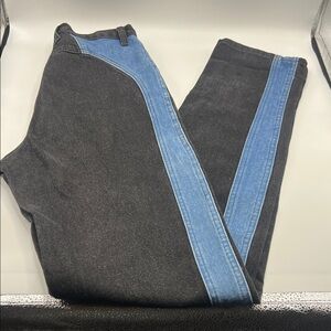 Vintage High Rise Two-Tone Black Cotton Western Cowgirl Jeans 5